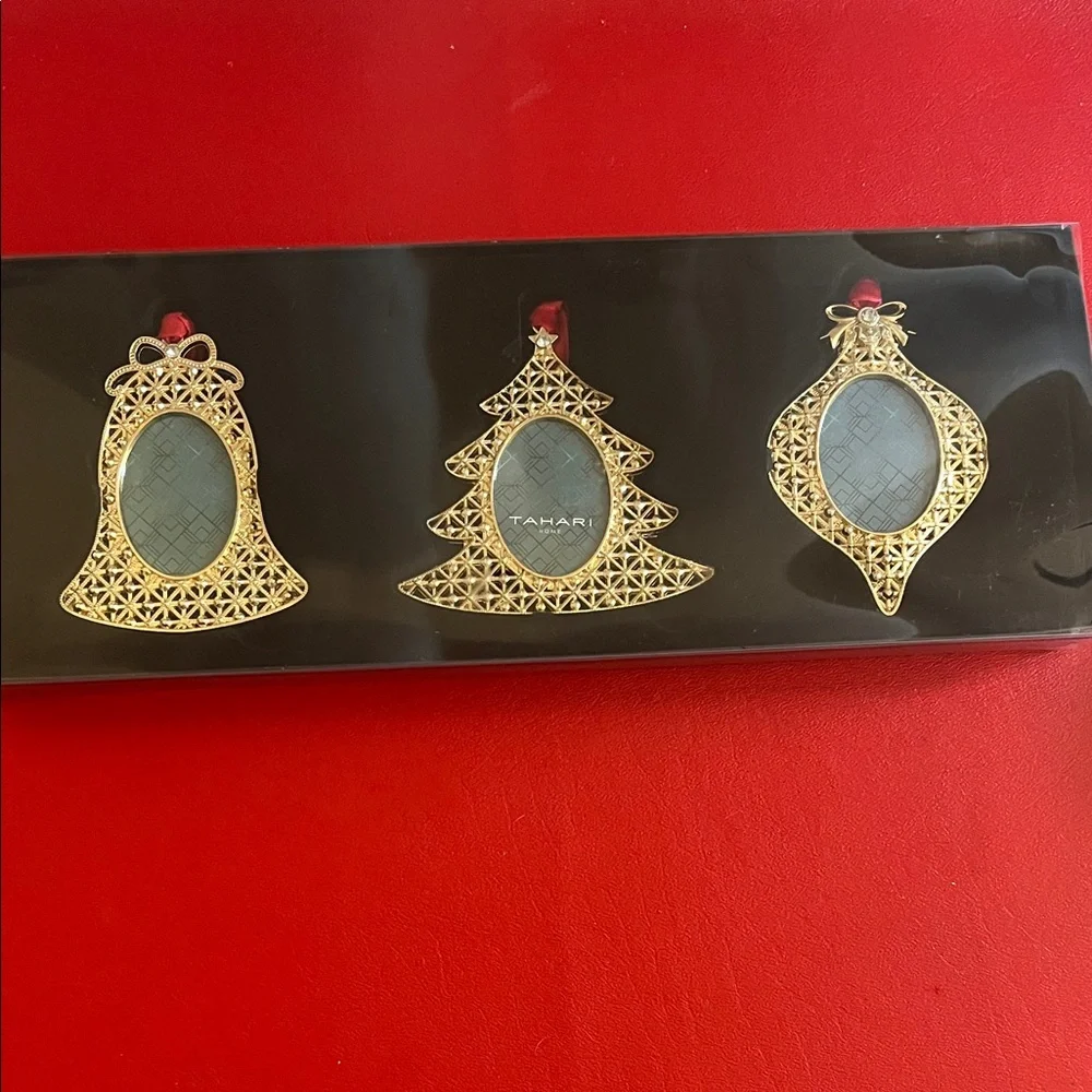 Tahari Gold Christmas Ornament Set
